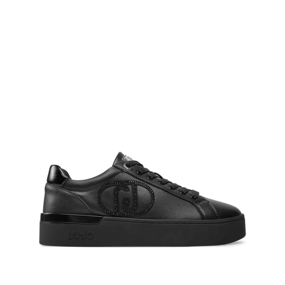 LIU JO SILVIA WOMEN BLACK LEATHER SNEAKERS 